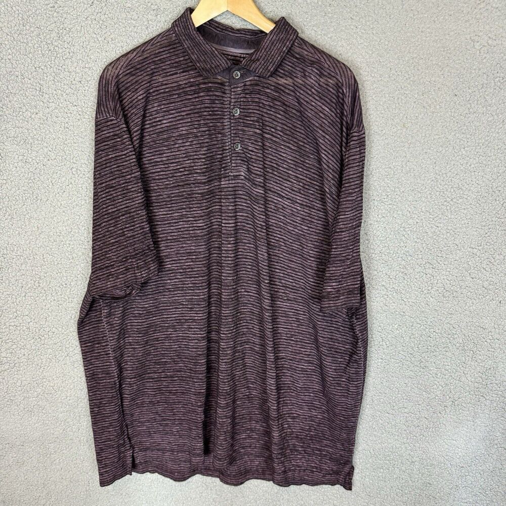 S 32‎ Bar Blues Shirt Mens XL Purple Polo Striped Linen Short Sleeve Lightweight